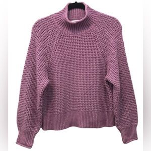 American Eagle Dreamspun Mock Neck Sweater M Waffle Knit Pullover Purple